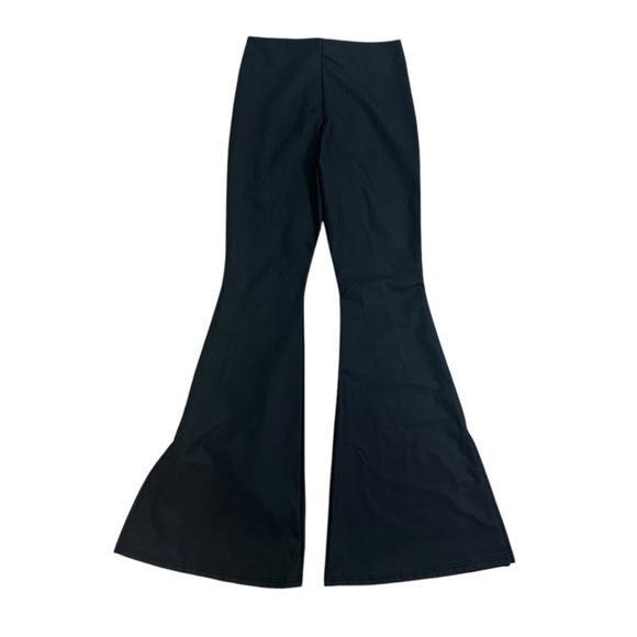 Dolls Kill Club Exx Matte Flare Pants Black Slit Goth Size Extra Small - Picture 3 of 7